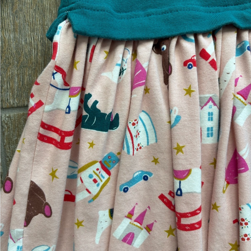 Mini Boden Teal and Pink Sequined Rocking Horse Long Sleeved Dress Sz 3-4Y - Picture 4 of 9